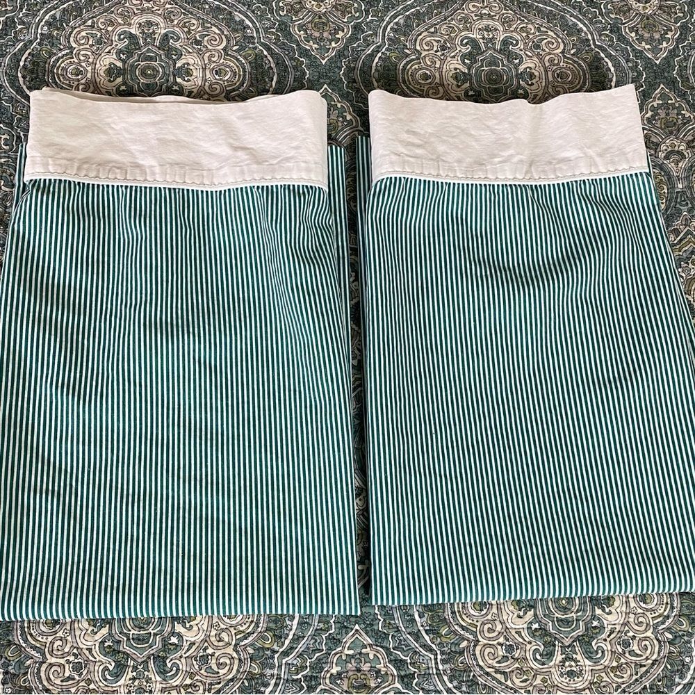 Martex Liberty of London green and White Striped Pillow Cases 2